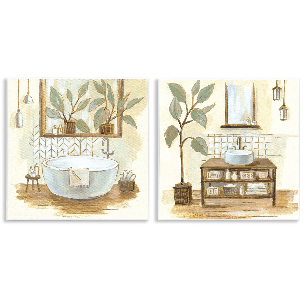 Stupell Industries Sage Green Bathroom Interiors Wall Plaque Art